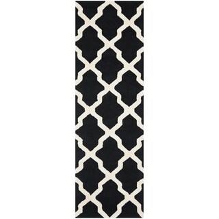 Safavieh Handmade Moroccan Cambridge Black/ Ivory Wool Rug (2'6 x 14')