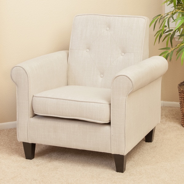 Isaac Tufted Beige Fabric Club Chair by Christopher Knight Home