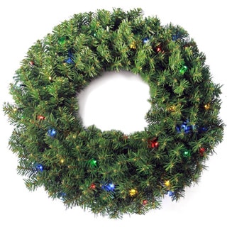 Multi-color LED Light Pine Wreath