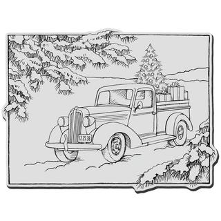 Stampendous Christmas Cling Rubber Stamp - Truck Of Gifts