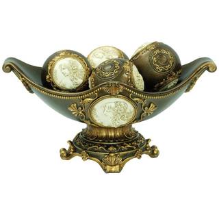 Handcrafted Bronze 8-inch High Decorative Bowl with Decorative Spheres