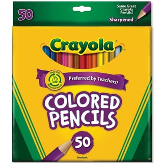 Crayola Long Barrel Colored Woodcase Pencils, 3.3 mm, 50 Assorted Colors/Set
