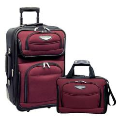 Traveler's Choice Amsterdam 2-Piece Carry-On Luggage Set Burgundy