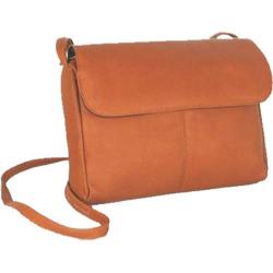 Women's David King Leather 521 Flap Front Handbag Tan
