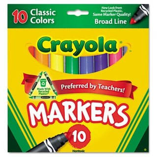 Crayola Non-Washable Markers Broad Point Classic Colors 10/Set