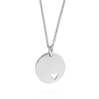 Endless Love .925 Silver Heart Tag Round Pendant Necklace (Thailand)