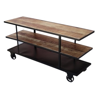 Handmade Timbergirl Reclaimed Wood Media Console with Wheels (India)