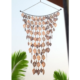 Monarch'S Pure Copper Cascading Leaves Wind Chime 42-Inch x 24-Inch