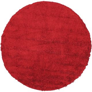 Hand-knotted Casablanca Retro Red Wool Shag Rug (6'7 x 6'7)