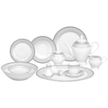 Lorren Home Trends 57-piece Porcelain Silver Accent Dinnerware Set
