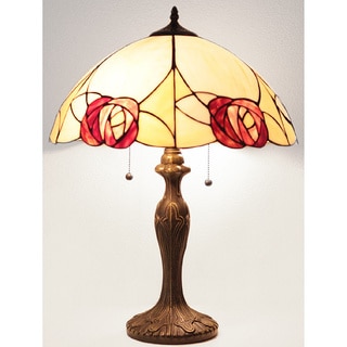 Tiffany-style Scalloped Rose Table Lamp