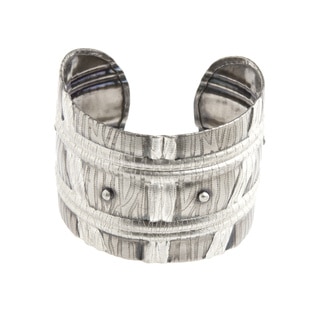 Handmade Silver Cuff Barrel Design Bracelet (India)