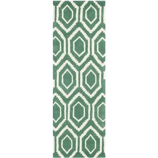 Safavieh Handmade Moroccan Chatham Geometric Pattern Teal/ Ivory Wool Rug (2' 3 x 7')