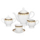 Thumbnail 3, Lorren Home Trends Gold and Blue Accent 57-piece Porcelain Dinnerware Set. Changes active main hero.