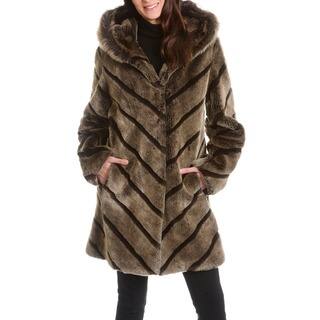 Women's 'Samara' Taupe Faux Fur Coat