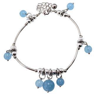 Miao Silver Blue Chalcedony Anklet (China)