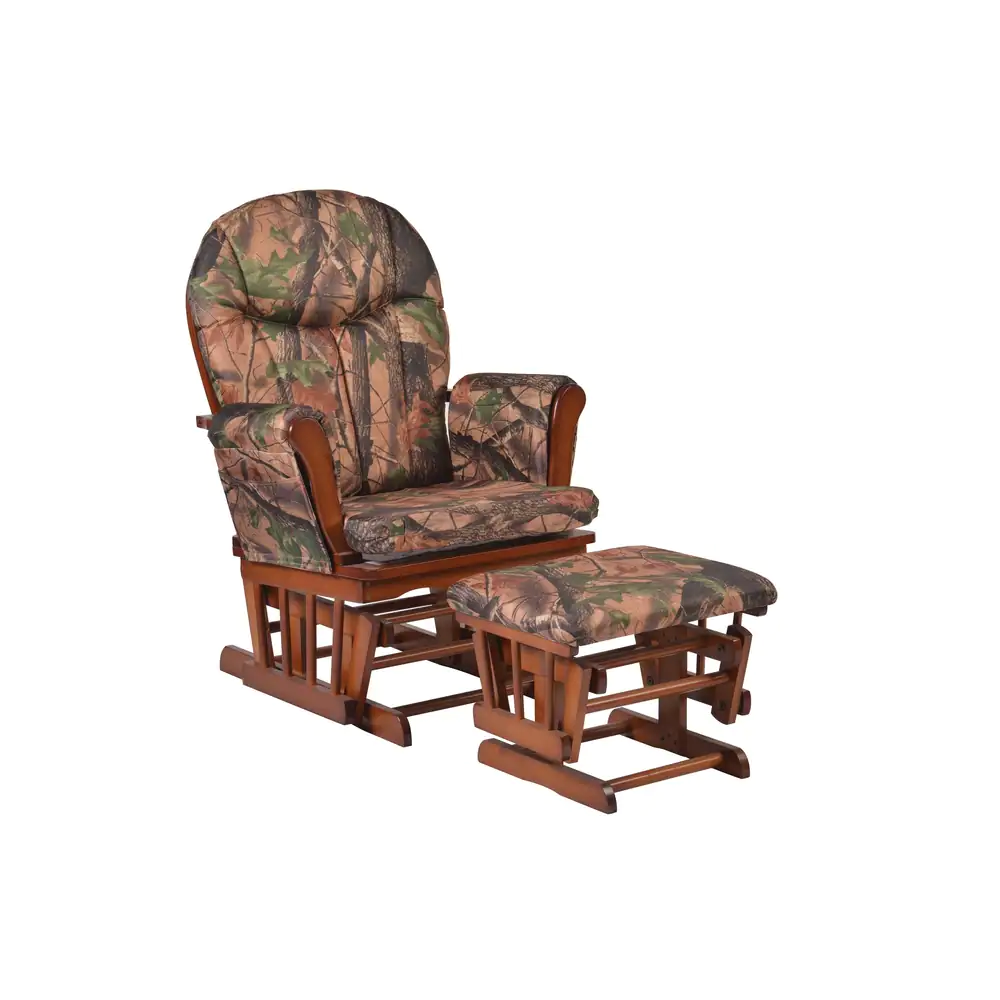 Artiva USA Home Deluxe Camouflage Fabric Cushion Glider Chair and Ottoman Set