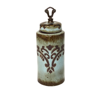 Patmos Turquoise 17-inch Tall Ceramic Decorative Accent Jar