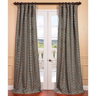 Exclusive Fabrics Filigree Blue Flocked Faux Silk Curtain Panel
