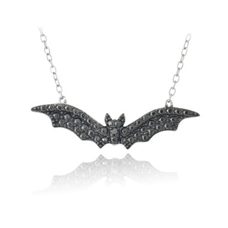 DB Designs Sterling Silver Black Diamond Bat Necklace