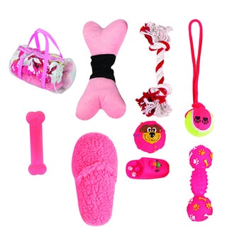 Pet Life 8-piece Pink Dog Toy Set