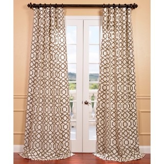 Exclusive Fabrics Filigree Pearl Flocked Faux Silk Curtain Panel