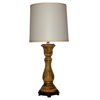 Crown Lighting 1-light Distressed Tan with Yellow Wash Ceramic Table Lamp