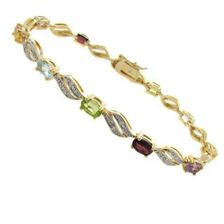 Pretty Plus 14k Gold Overlay Multi-gemstone and Diamond Accent Bracelet