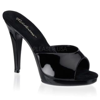 Pleaser Women's 'Flair-401-2' Black Patent Slide Platform Sandals