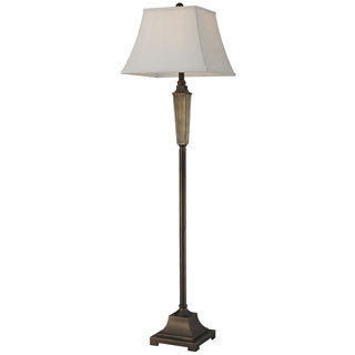 Amber Smoked Glass 3-light Bronze Accents Floor Lamp
