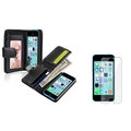 INSTEN Black Leather Wallet Phone Case/ Screen Protector for Apple iPhone 5/ 5C/ 5S/ SE