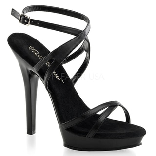 Pleaser Women's 'Lip-152' Black Leather Criss-Cross Strap Sandals
