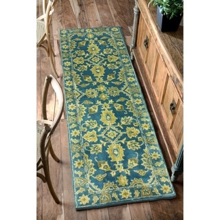 nuLOOM Handmade Overdyed Floral Wool Runner Rug (2'6 x 8')