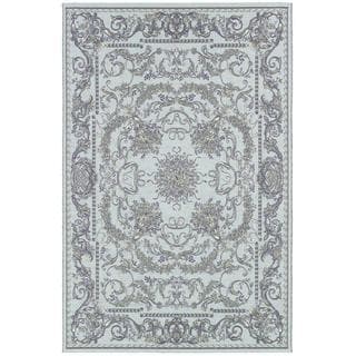 Dolce Messina/ Sky Blue-Grey Power Loomed Area Rug (5'3 x 7'6)