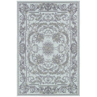 Dolce Messina/ Sky Blue-Grey Power Loomed Area Rug (4' x 5'10)