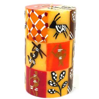 Single Boxed Hand-painted Pillar Candle with Damisi Design (South Africa)