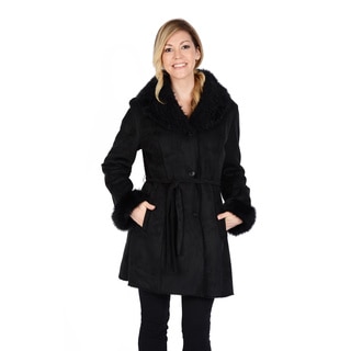Excelled Women's Faux Shearling Belted Coat