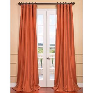 Exclusive Fabrics Harvest Orange Faux Silk Taffeta Curtain Panel