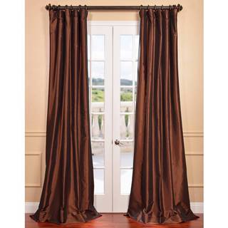 Exclusive Fabrics Copper Brown Faux Silk Taffeta Curtain Panel