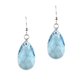 Jewelry by Dawn Large Aquamarine Crystal Pear Sterling Silver Earrings