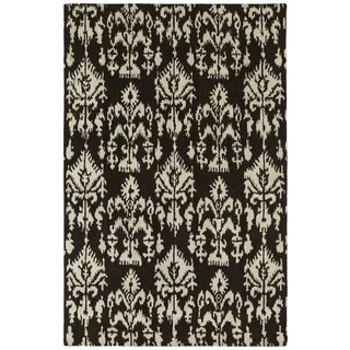 Swanky Black Ikat Wool Rug (7'6 x 9')