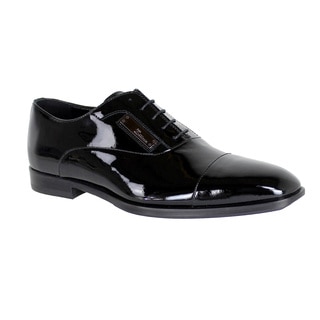 John Galliano Men's Black Patent Leather Oxford Shoes