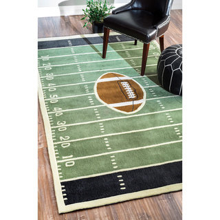 nuLOOM Handmade Football Field Green Rug (5' x 8')