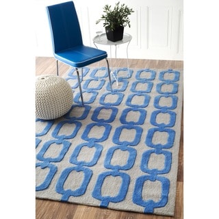 nuLOOM Handmade Indoor/ Outdoor Chain Links Blue Rug (5' x 8')