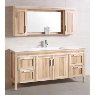 Legion Furniture 71-inch Single Ceramic Sink Top Vanity with Matching Wall Cabinet and Mirror