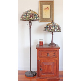Tiffany-style Floral Table and Floor Lamp Set (Set of 2)