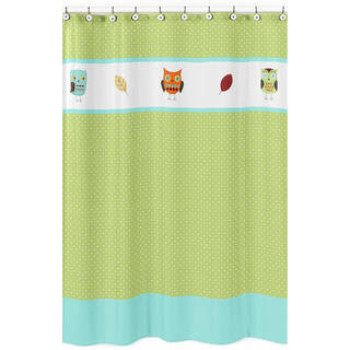 Sweet Jojo Designs Turquoise and Lime Hooty Owl Kids Cotton Shower Curtain