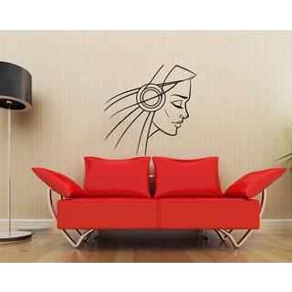 'Silhouette of Girl in Headphones' Vinyl Wall Decal