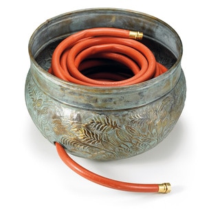 Key West Blue Brass Hose Pot with Polished Copper Finish