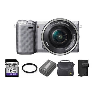 Sony Alpha NEX-5R Mirrorless Camera Body with 16-50mm Lens 16GB Bundle
